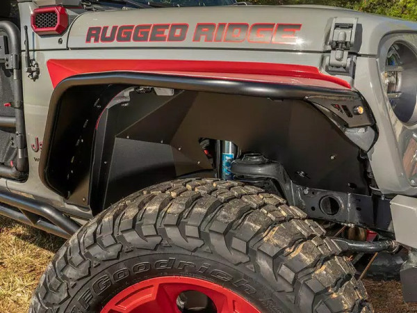 Inner Fender Liners, Frnt, Aluminum, Blk; 18-22 Jeep Wrangler JL
