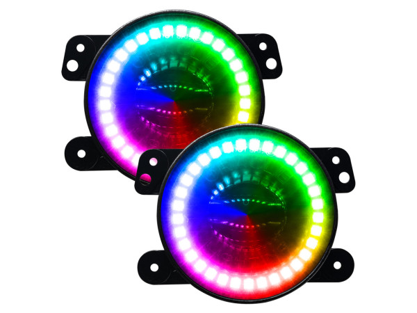 Jeep Wrangler JL & Gladiator JT 18-24 LED Fog Lights With Halo, Sahara, ColorSHIFT, No Controller